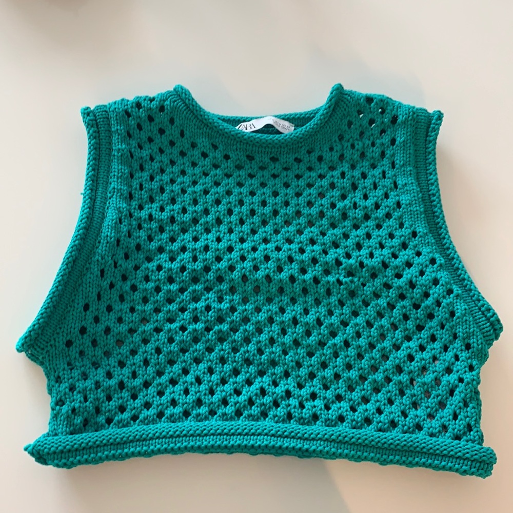 Zara Teal Knit Top